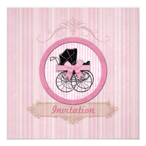 Baby Shower Invitation Shabby Vintage Pink