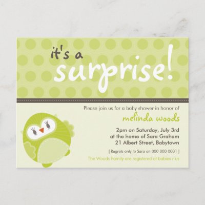 Baby Shower Postcard Invitations on Baby Shower Invitation    Surprise Owl 2 Post Card By Simplysweetart