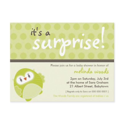 BABY SHOWER INVITATION :: surprise owl 2 Post Card by simplysweetart
