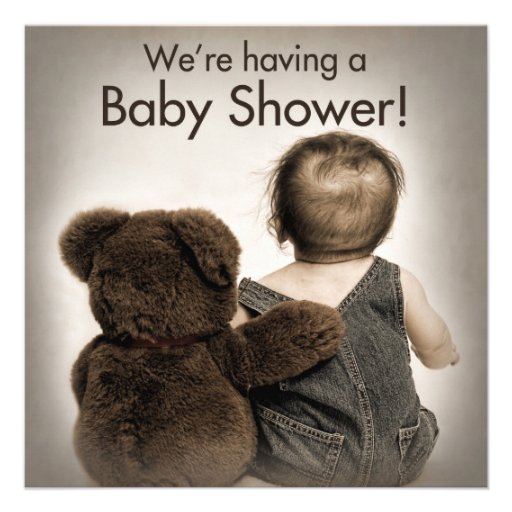 Baby Shower Invitation - Teddy Bear and Baby