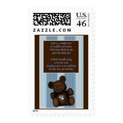 Baby Shower Invitation Teddy bear wtih poem BOY Postage by Gigglesandgrins