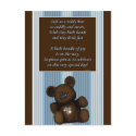 Baby Shower Invitation Teddy bear wtih poem BOY postcards