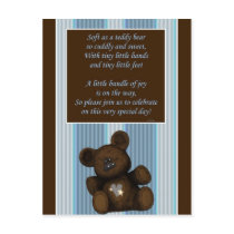 Baby Shower Invitation Teddy bear wtih poem BOY postcards