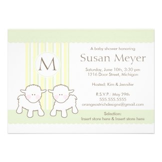 Baby Shower Wish Card - Twin Little Lambs