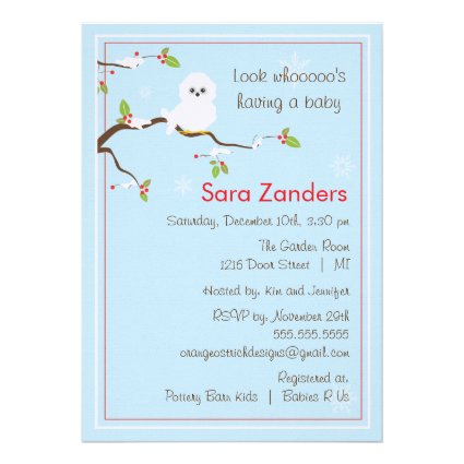 Baby Shower Invitation - Winter Baby Owl