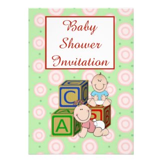 Baby Shower Invitation with alpahbet block babies