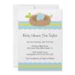 Baby Shower Invitation with blue bird egg and nest