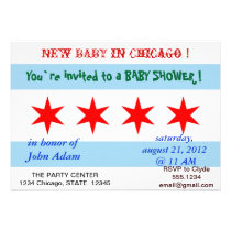 Baby Shower Invitation with Flag of Chicago invitations