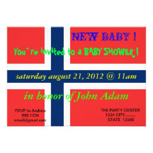 Baby Shower Invitation with Flag of Norway