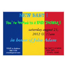 Baby Shower Invitation with Flag of Romania