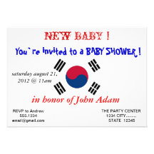 Baby Shower Invitation with Flag of South Korea