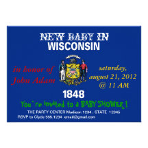 Baby Shower Invitation with Flag of Wisconsin