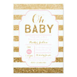 Baby Shower Invitation with Pink and Gold Glitter