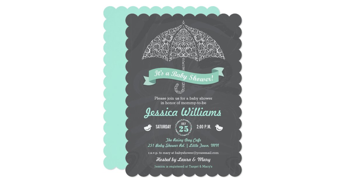 Baby Shower Invitation with Umbrella Zazzle