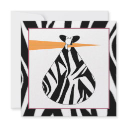 Baby Shower Invitation - Zebra Print Stork invitation