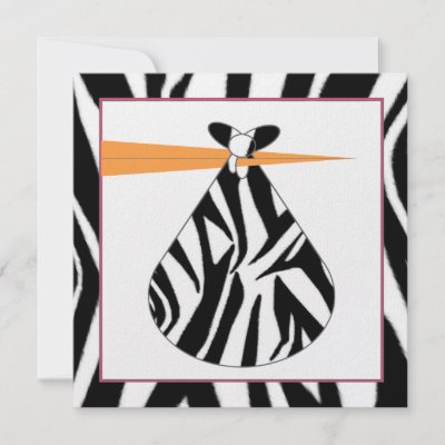 Baby Shower Invitations Zebra Print on Baby Shower Invitation   Zebra Print Stork By Thepinkschoolhouse