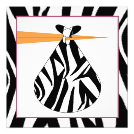 Baby Shower Invitation - Zebra Print Stork
