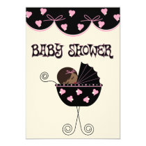 baby, shower, pink, black, new, born, girl, expecting, Invitation with custom graphic design