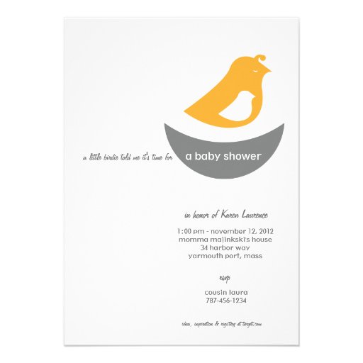Baby Shower Invitations - A LIttle Bird told me