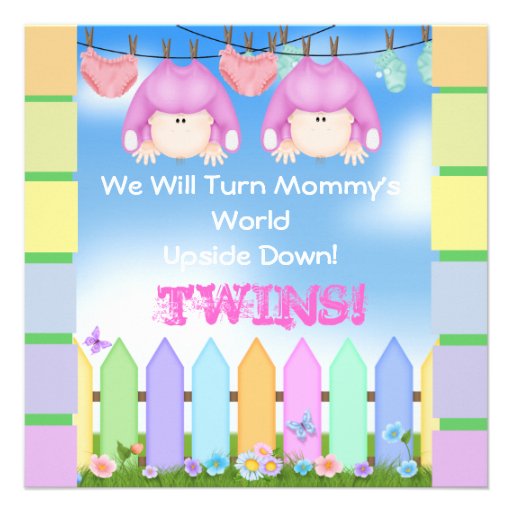 BABY SHOWER Invitations GIRL TWINS! (front side)