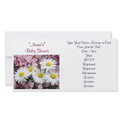 Baby Shower Invitations Pink Tree Blossoms Daisy Photo Card Template by Basleeartprintgifts