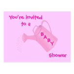 Baby Shower Invitations pink Water Can Postcards