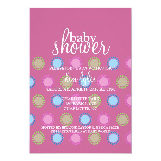 Baby Shower Invite - Dots - purple