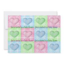 Baby Shower Invite - Heart Quilt