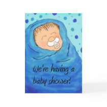 Baby Shower Invite Invitation Cute Boy Blue Card