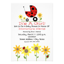 Baby Shower Invite - Ladybugs and Wildflowers