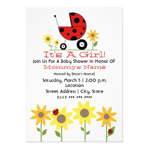 Baby Shower Invite - Ladybugs and Wildflowers