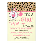 Baby Shower Invite - Pink Diaper Pin & Leopard