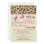 Baby Shower Invite - Pink Diaper Pin &amp; Leopard