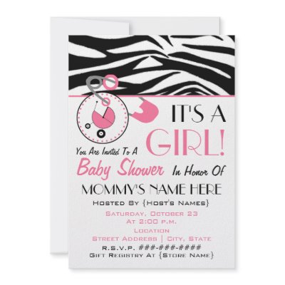 Baby Shower Invite - Pink Diaper Pin & Zebra Print by thepinkschoolhouse