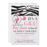 Baby Shower Invite - Pink Diaper Pin &amp; Zebra Print