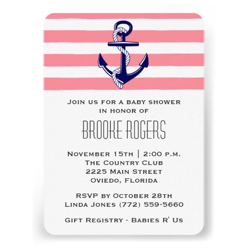 Baby Shower Invite | Pink & Navy Nautical