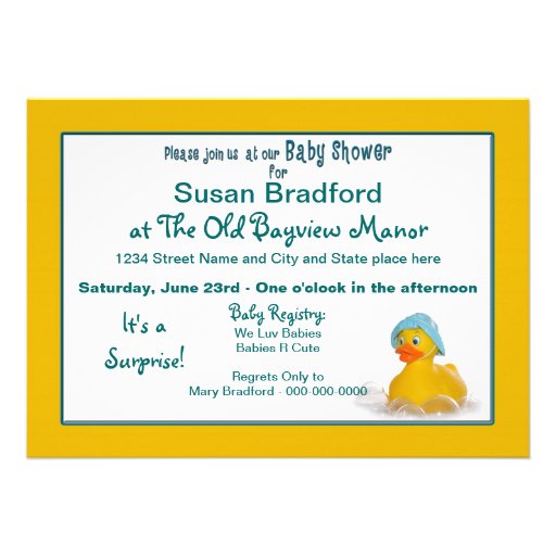 BABY SHOWER INVITE - RUBBER DUCKY
