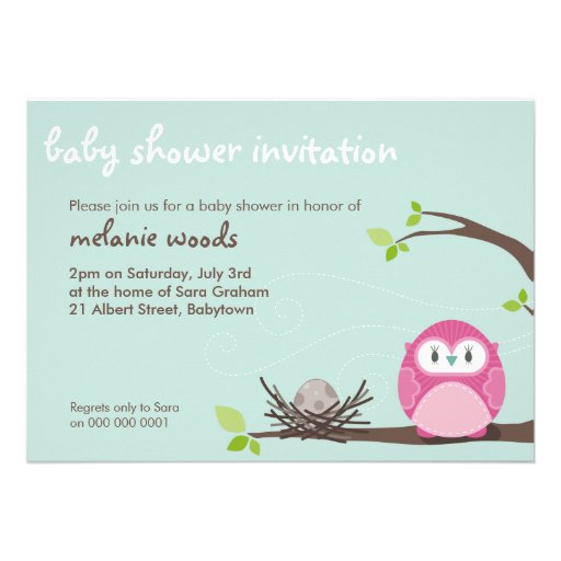BABY SHOWER INVITES :: owl + nest 2L (front side)