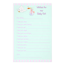 Baby Shower Keepsake - Wishes for Baby Girl Stationery