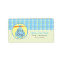 Baby Shower Label - Blue Plaid Stork - It's A Boy label