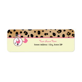 Baby Shower Label - Leopard Print & Diaper Pin label