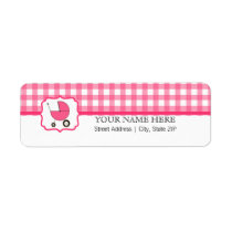 Baby Shower Label - Pink Gingham &  Hot Pink