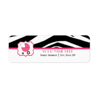 Baby Shower Address Labels - Zebra Print And Hot Pink label