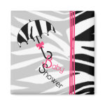 Baby Shower Magnet - Zebra Print Umbrella &amp; Pink