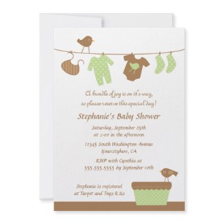 Baby shower neutral birds laundry party invitation invitation