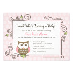 baby, shower, girl, invite, owl, pink, cute,