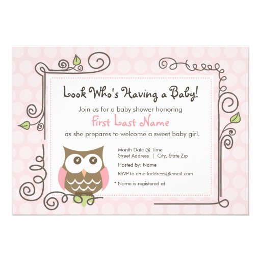 Baby Shower Owl Invite (front side)