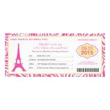 Baby Shower Paris Boarding Pass Personalized Invite