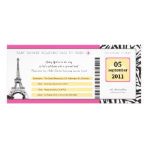 Baby Shower Paris Boarding Pass Personalized Invitation