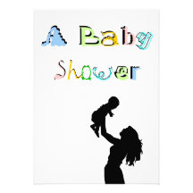 Baby Shower Party Invitation Silhouette Happy Mom
